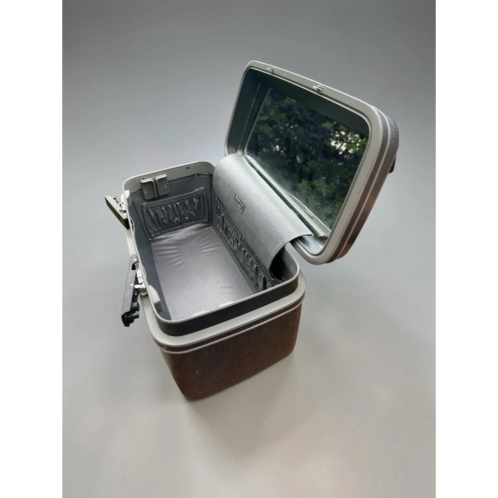 Vintage Samsonite Series 3600 Charcoal Gray Vanity Train Case w Mirror & Keys